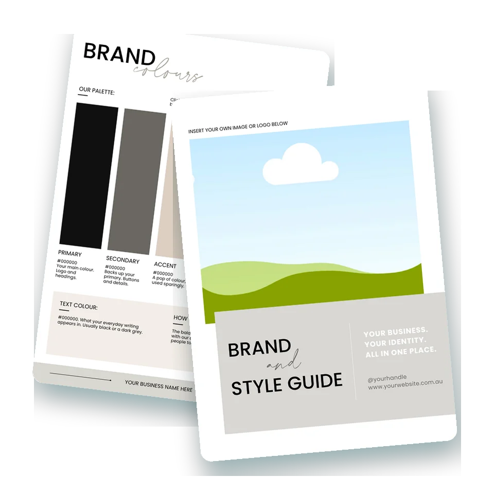 The cover and colours page of the template
